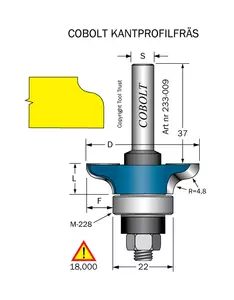 Kantprofilfräs R=4.8 D=41 L=11 F=9.5 Cobolt®