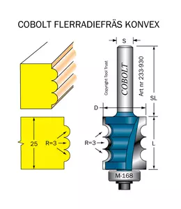 Pärlprofilfräs R=3 D=22 L=25 Cobolt®