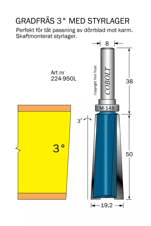 Gradfräs 3° m styrlager M-148 Cobolt®