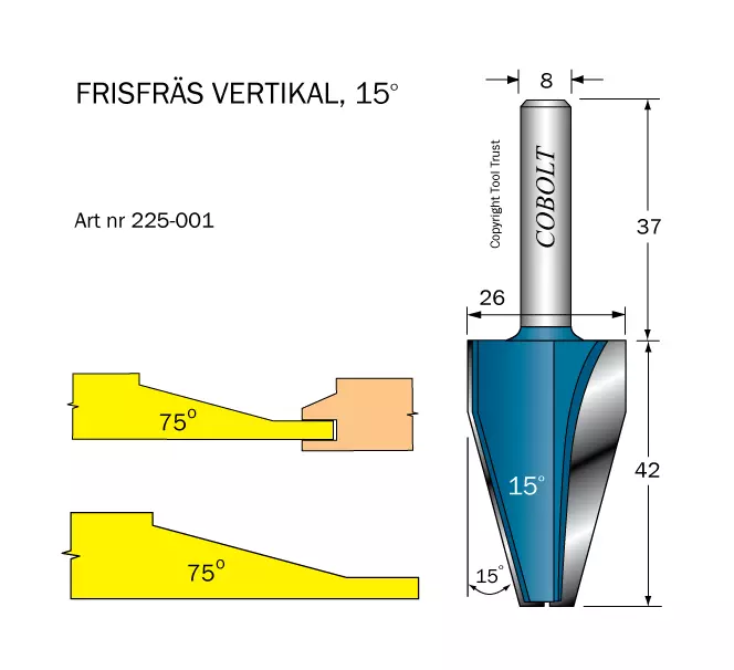 Frisfräs 15° D=26 L=42 S=8 Cobolt®