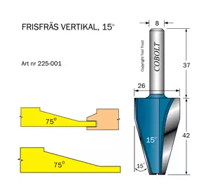 Frisfräs 15° D=26 L=42 S=8 Cobolt®