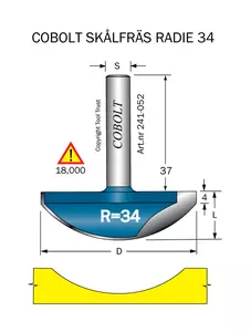 Skålfräs R=34 D=52 L=16 TL=53 S=8 Cobolt®