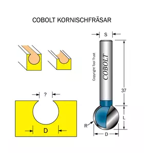 Kornischfräs R=5 D=10 L=10 S=8 Cobolt®