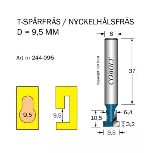 T-Spårfräs D1=9.5 D2=6.4 L=10.5 S=8 Cobolt®