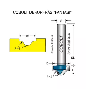 Dekorfräs D=16 R=4 L=8 S=8 Cobolt®