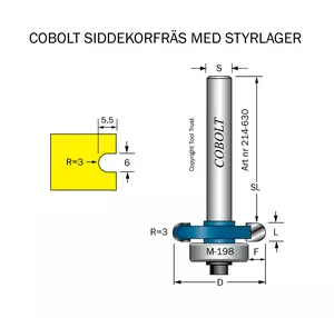 Siddekorfräs R=3 F=5.5 L=6 D=30 S=8 Cobolt®