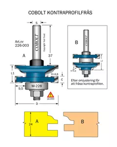 Kontraprofilfräs R=4.8 D=41 Not=6.4 S=8 Cobolt®