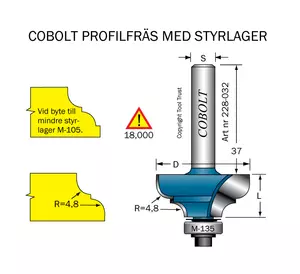 Kantprofilfräs R=4.8 L=14.5 F=9.5 Cobolt®