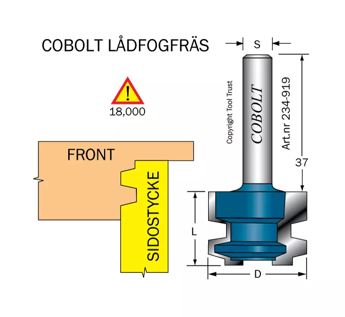 Lådfogfräs L=20 D=27 S=8 Cobolt®