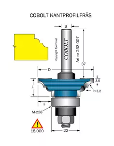 Kantprofilfräs R=3.2 D=43 L=14 F=10.5 Cobolt®