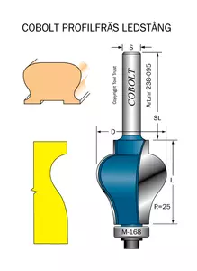 Profilfräs handledare L=38 D=32 R=25 Cobolt®