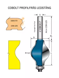 Profilfräs ledstång L=39 D=29 R=12 Cobolt®
