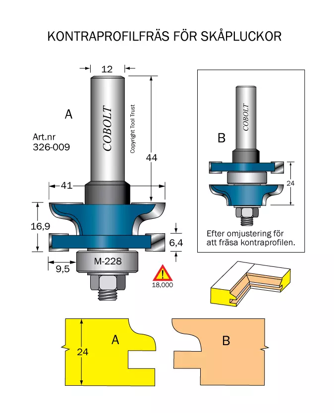 Kontraprofilfräs R=4.8 D=41 Not=6.4 S=12 Cobolt®