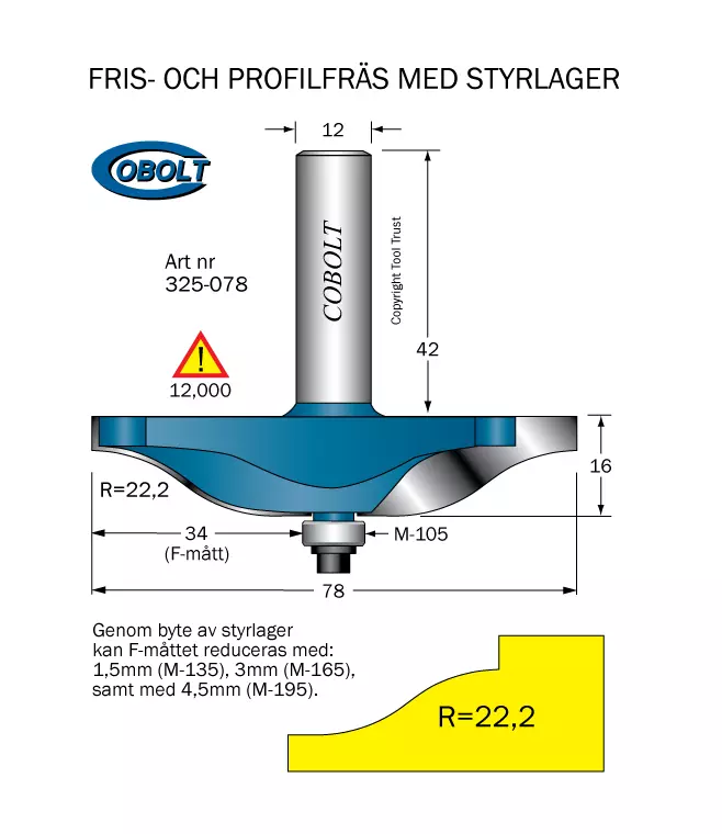 Frisfräs R=22.2 D=78 L=16 S=12 Cobolt®