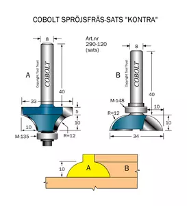 Spröjs & Bågfrässats R=12 (2 st verktyg) Cobolt®