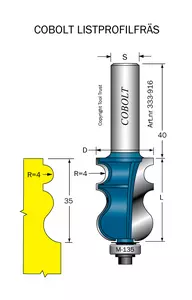 Listprofilfräs L=35 R=4 D=24 S=12 Cobolt®