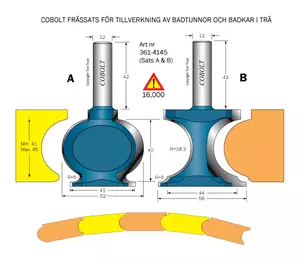 Badtunnefräsar (sats) R=18.3 S=12 Cobolt®
