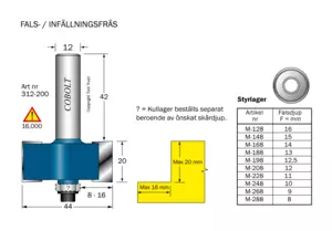 Falsfräs L=20 F=8-16 D=44 S=12 Cobolt®