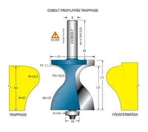 Fräs Trappnos / Fönsterbräda S=12 Cobolt®