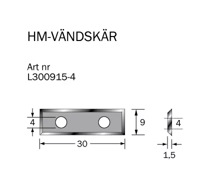 HM-vändskär 30 x 9 x1,5 (4 sidor) Cobolt®