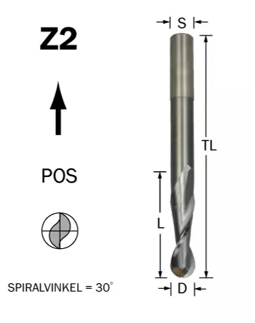 Ball nose fräsverktyg - Positiv
