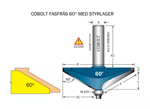 Fasfräs 60° L=18 D=72 S=12 Cobolt®