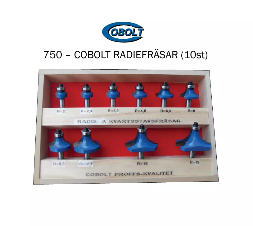 Avrundning-/Kvartstavssats Cobolt®