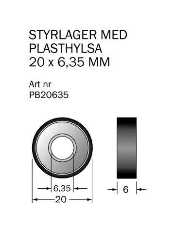 Kullager 20x6,35 med plasthylsa Cobolt®