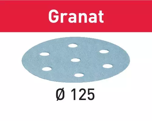 Slippapper STF D125/8 Granat 100/50/10-pack Festool
