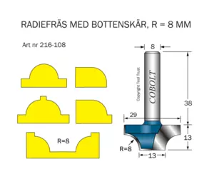 Radiefräs R=8 L=13 S=8 Cobolt®