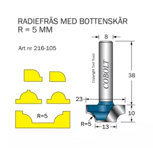 Radiefräs R=5 L=10 S=8 Cobolt®