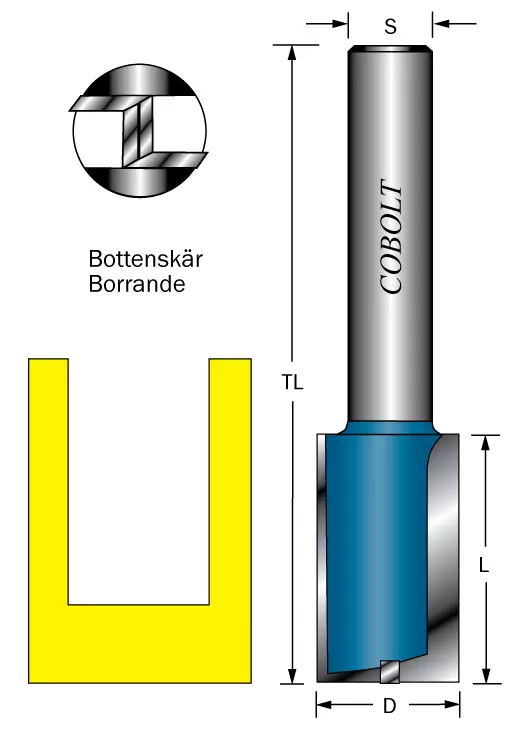 Borrande notfräsar 8mm skaft