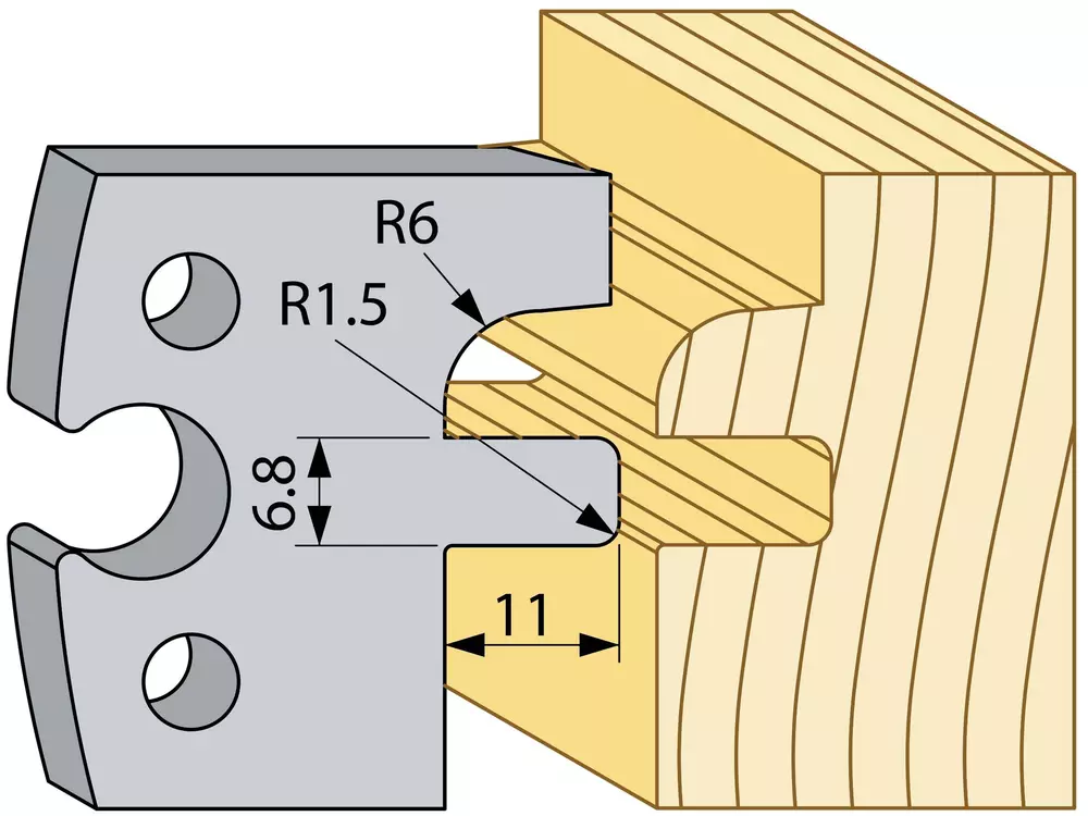 Spontstål 6,8x11mm, R=6mm TB