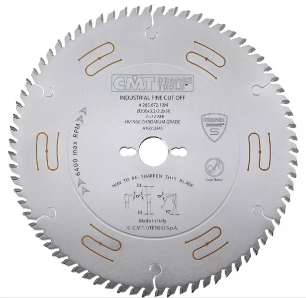 CMT Sågklinga D300 Z72 d30 CHROME skärbredd 3,2
