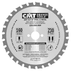CMT Metallsågklinga D160 Z30 d20 skärbredd 2,0