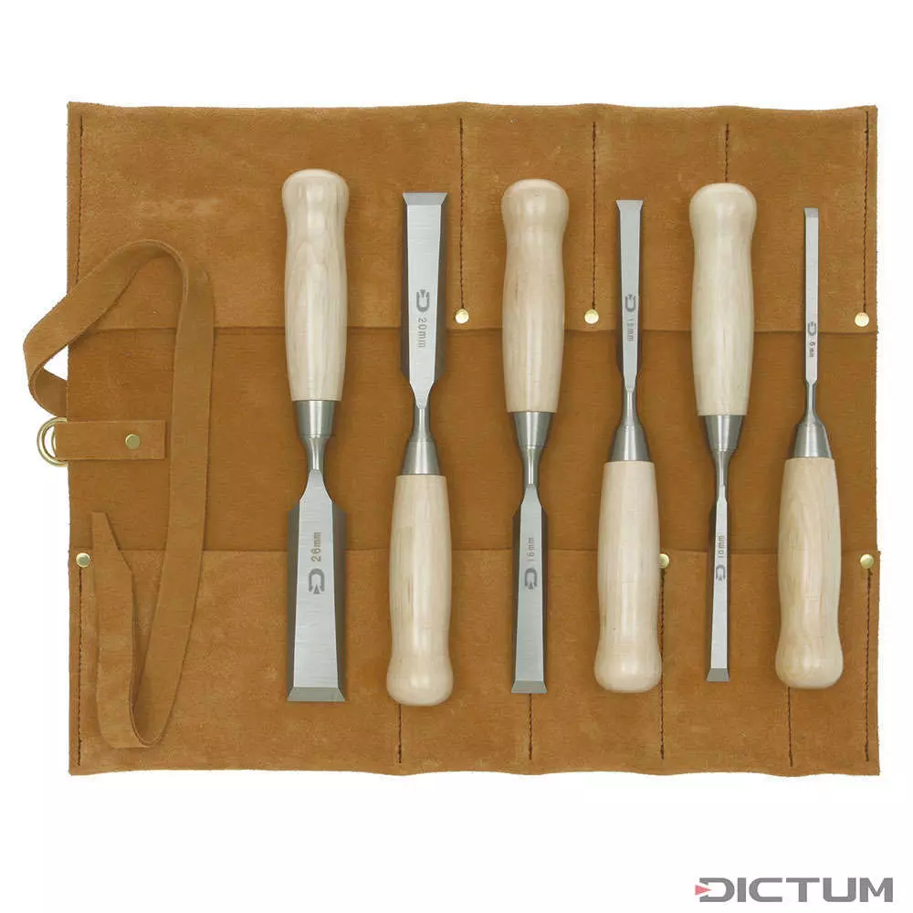 DICTUM® Chisel, Short Pattern, 6-Piece Set, in Leather Toll Dictum®