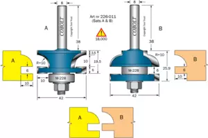 Kontraprofilfräs-sats (2 fräsar) R=10 Cobolt®