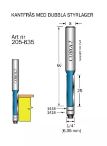 Kantfräs D=6.35 L=25 TL=66 S=8 Cobolt®