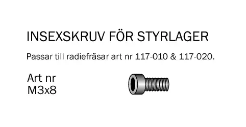 Insexskruv M3x8mm till 117-010 & 117-020 Cobolt®