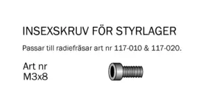 Insexskruv M3x8mm till 117-010 & 117-020 Cobolt®
