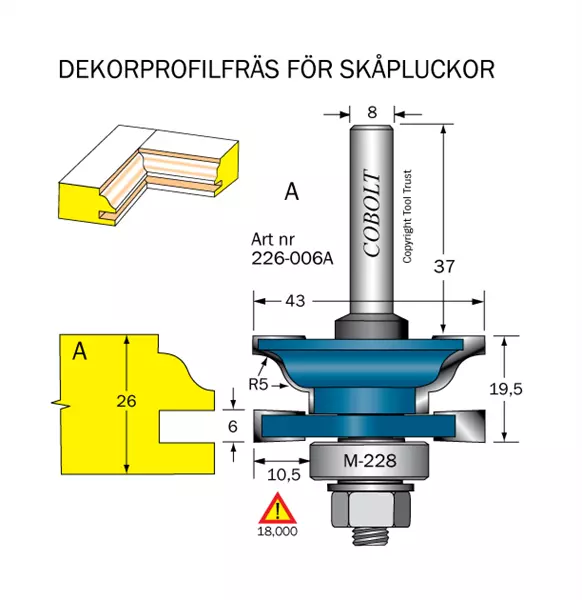 Dekorprofilfräs A skåplucka R=5 Cobolt®