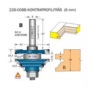 Kontraprofilfräs B skåplucka R=3.5 Cobolt®