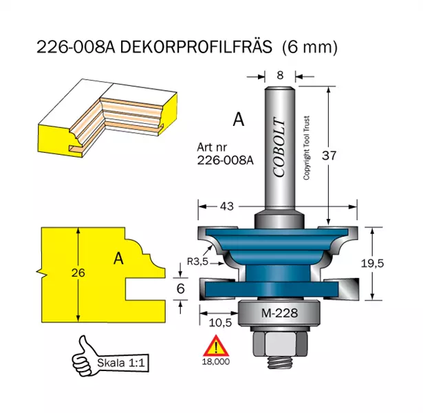 Dekorprofilfräs A skåplucka R=3.5 Cobolt®