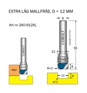 Kanalfräs m två lager R=2 D=12 L=6 S=8 Cobolt®