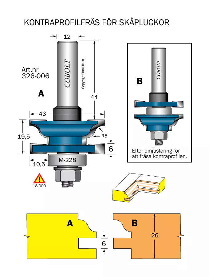 Kontraprofilfräs R=5 D=43 Not=6 S=12 Cobolt®