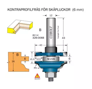 Kontraprofilfräs B skåplucka D=43 Cobolt®