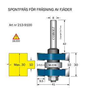 Spontfräs L1=10 L2=30 F=9.5 D=41 S=8 Cobolt®