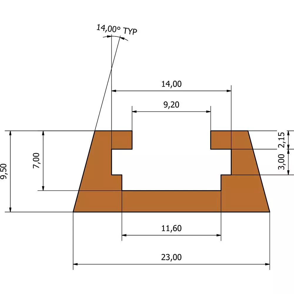 UJK T-spårsskena för sinkning 915mm