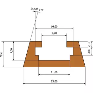 UJK T-spårsskena för sinkning 915mm