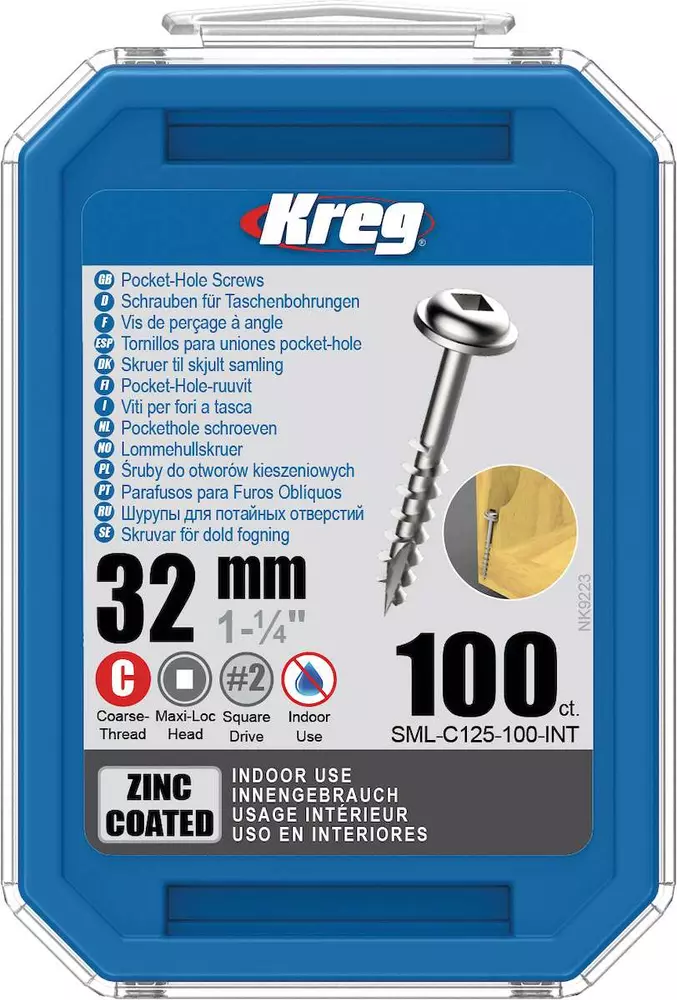 Kreg Zinc Maxi-Loc Pocket-Hole Screws - 32 mm, coarse